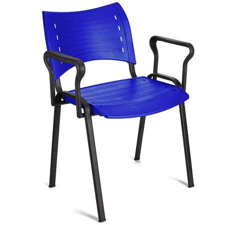 Krzesło Konferencyjne ELVA Z PODŁOKIETNIKAMI, Sztaplowane i Praktyczne, Czarne Nogi i Kolor Niebieski