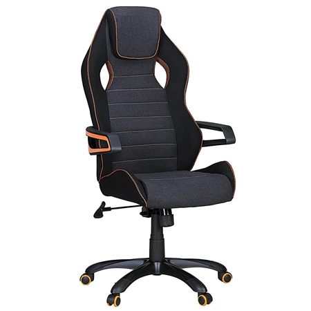 Krzesło Gamingowe DAKAR PRO, Ekskluzywny Design z Ozdobnymi Szwami, Tkanina, Czarno-Pomarańczowe
