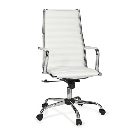 Krzesło Designerskie MENGEN, Metalowy Stelaż, Skóra Pikowana, Kolor Biały