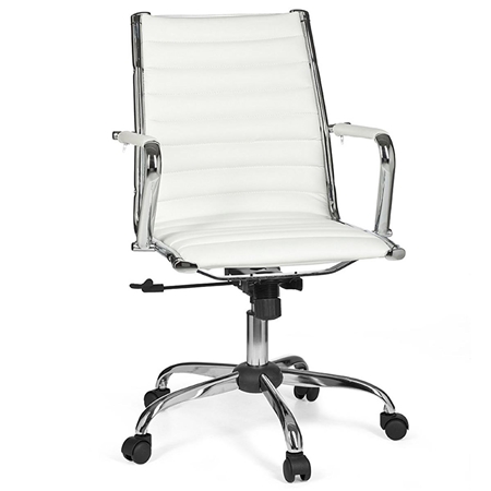 Krzesło Designerskie MENGEN 10, Metalowy Stelaż, Skóra Pikowana, Kolor Biały