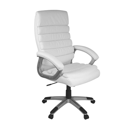 Krzesło Biurowe VALENCIA, Elegancki Design z Pikowaniem, Ze Skóry, kolor Biały