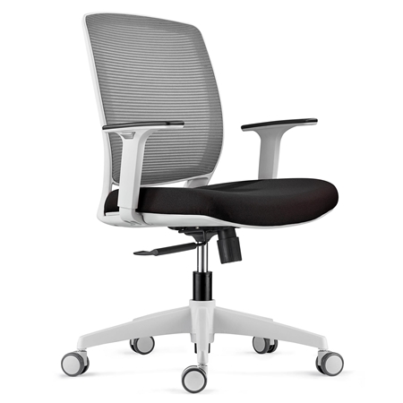 Krzesło Biurowe MISURI GREY, Regulowane Podłokietniki, Oddychająca Siatka kolor Szary / Czarny