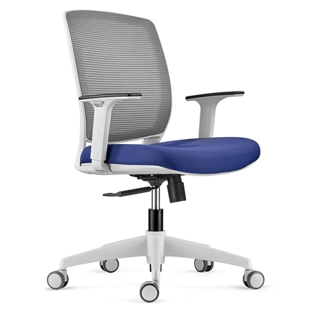 Krzesło Biurowe MISURI GREY, Regulowane Podłokietniki, Oddychająca Siatka kolor Szary / Granatowy