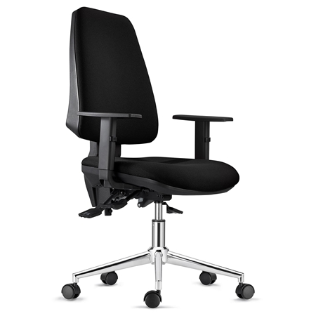 Krzesło Ergonomiczne INDIANA, z Tkaniny, kolor Czarny, Metalowa Podstawa i Regulowane Podłokietniki