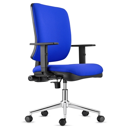 Krzesło Ergonomiczne DIEGO, Metalowa Podstawa, Tkanina kolor Niebieski, z Grubą Tapicerką