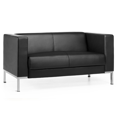 Sofa CARPIO 2-osobowa, Nowoczesny Design, Duży Komfort, Czarna Skóra