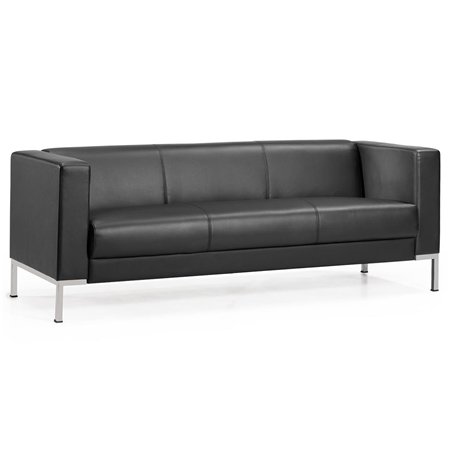 Sofa CARPIO 3-osobowa, Nowoczesny Design, Duży Komfort, Czarna Skóra