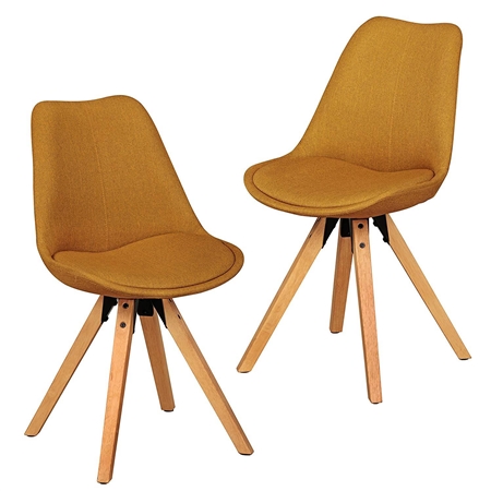 Zestaw 2 szt. Krzesła Konferencyjne KARIMA, Jasne Drewniane Nogi, Tkanina kolor Żółty