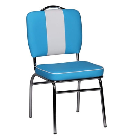 Krzesło Konferencyjne FIFTIES, Gruba Wyściółka, Styl Retro, Skóra, kolor Niebieski