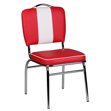 Krzesło Konferencyjne FIFTIES, Gruba Wyściółka, Styl Retro, Skóra, kolor Czerwony