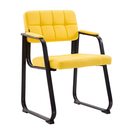Krzesło Konferencyjne OSLO SKÓRA, Podłokietniki, Metalowy Stelaż, Żółte