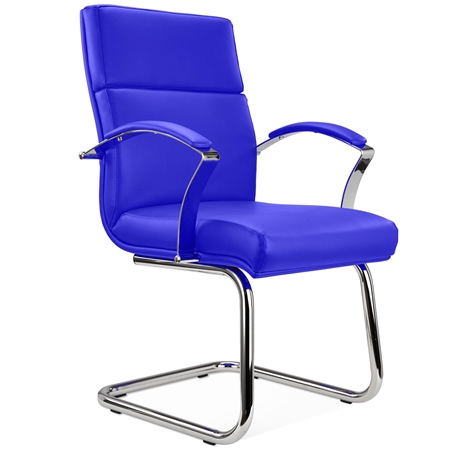 Krzesło Konferencyjne RABAT, Skóra kolor Niebieski, Wysoka Jakość i Styl