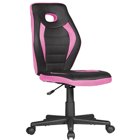 Krzesło do Biurka Dziecięce MIRTY, Sportowy Design, Skóra Syntetyczna i Siatka, Kolor Różowy