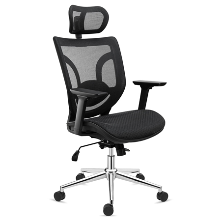 Krzesło Biurowe Ergonomiczne LAMBO PRO, 8h Pracy, Zagłówek, Ekstra Podparcie Lędźwiowe, Podłokietniki 3D, Czarne